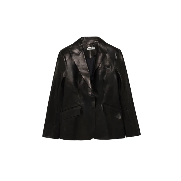 SIMKHAI Iressa Leather Blazer in Black