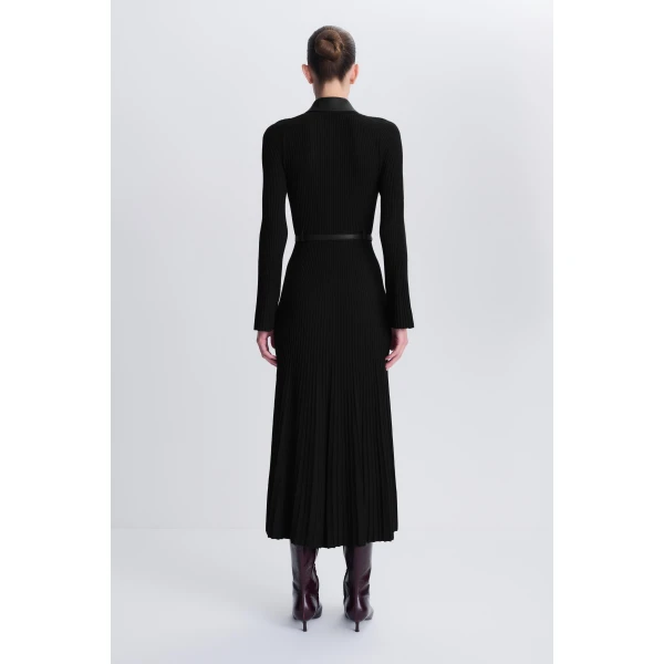 Ismelle Collared Knit Midi Dress in Black - Image 5