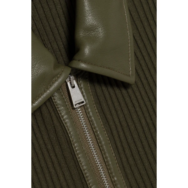 Ismelle Collared Knit Midi Dress in Dark Olive - Image 6