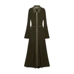 SIMKHAI Ismelle Collared Knit Midi Dress in Dark Olive