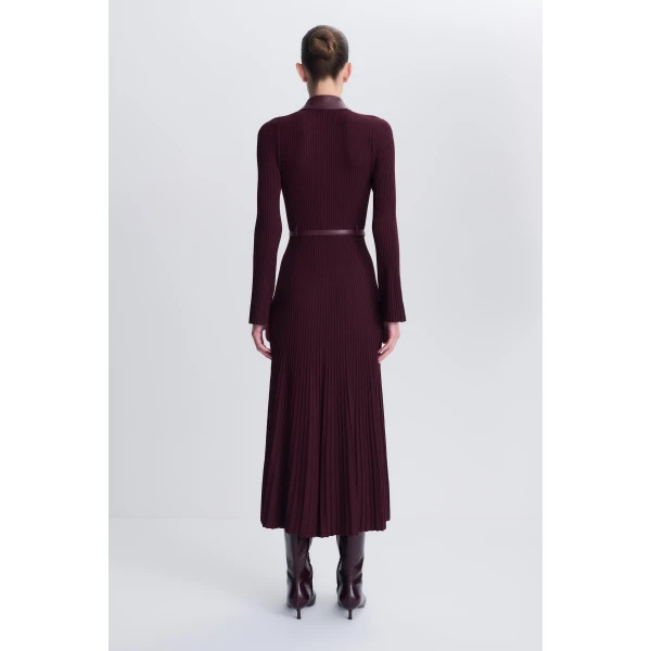 Ismelle Collared Knit Midi Dress in Fig - Image 5