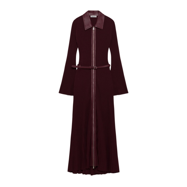 SIMKHAI Ismelle Collared Knit Midi Dress in Fig