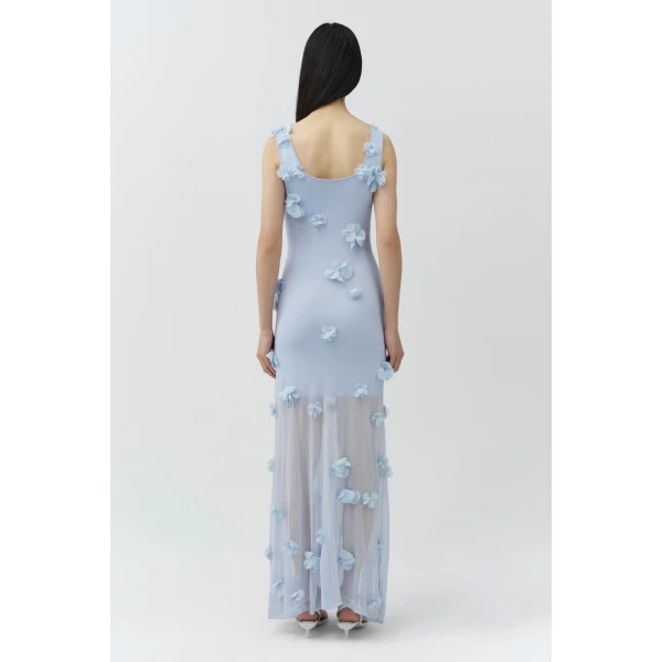 Ivi Floral Applique Midi Dress in Periwinkle Sky - Image 6
