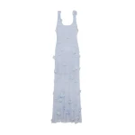 SIMKHAI Ivi Floral Applique Midi Dress in Periwinkle Sky