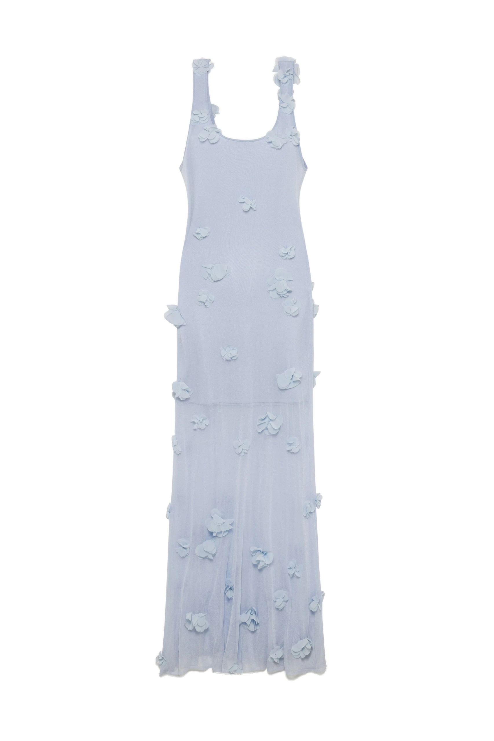 SIMKHAI Ivi Floral Applique Midi Dress in Periwinkle Sky SIMKHAI Ivi Floral Applique Midi Dress in Periwinkle Sky
