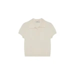 SIMKHAI Ivy Brushed Knit Polo in Ivory