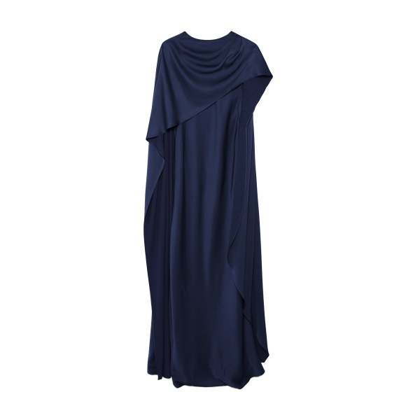 SIMKHAI Izel Satin Cape Gown in Midnight