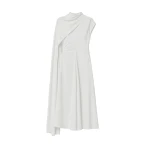 SIMKHAI Jacka Satin Cape Midi Dress in Ivory