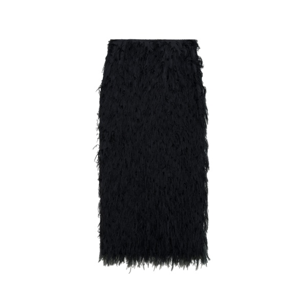 SIMKHAI Jade Fringe Jacquard Midi Skirt in Black