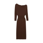 SIMKHAI Janese Off Shoulder Knit Midi Dress in Chocolate