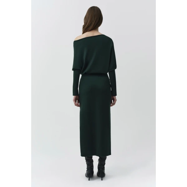 Janese Off Shoulder Knit Midi Dress in Everglade - Image 5