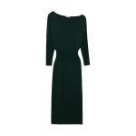 SIMKHAI Janese Off Shoulder Knit Midi Dress in Everglade