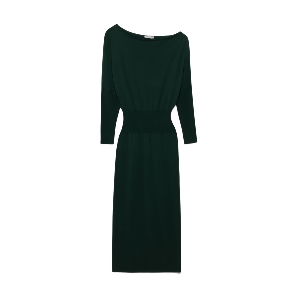 SIMKHAI Janese Off Shoulder Knit Midi Dress in Everglade