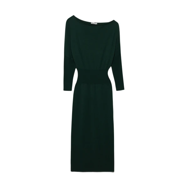 Janese Off Shoulder Knit Midi Dress in Everglade