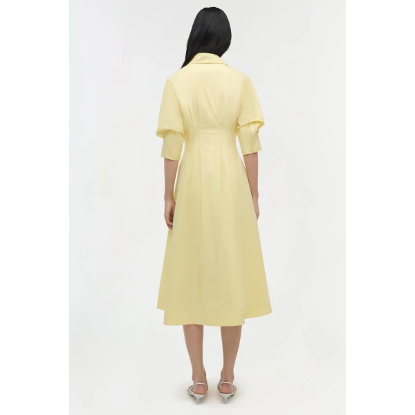 Jazz Cotton Pintuck Midi Dress in Buttercream - Image 5