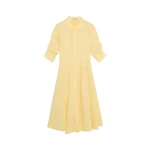 SIMKHAI Jazz Cotton Pintuck Midi Dress in Buttercream