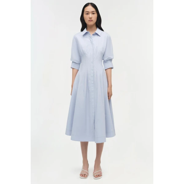 Jazz Cotton Pintuck Midi Dress in Periwinkle Sky - Image 6