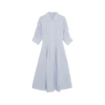 SIMKHAI Jazz Cotton Pintuck Midi Dress in Periwinkle Sky