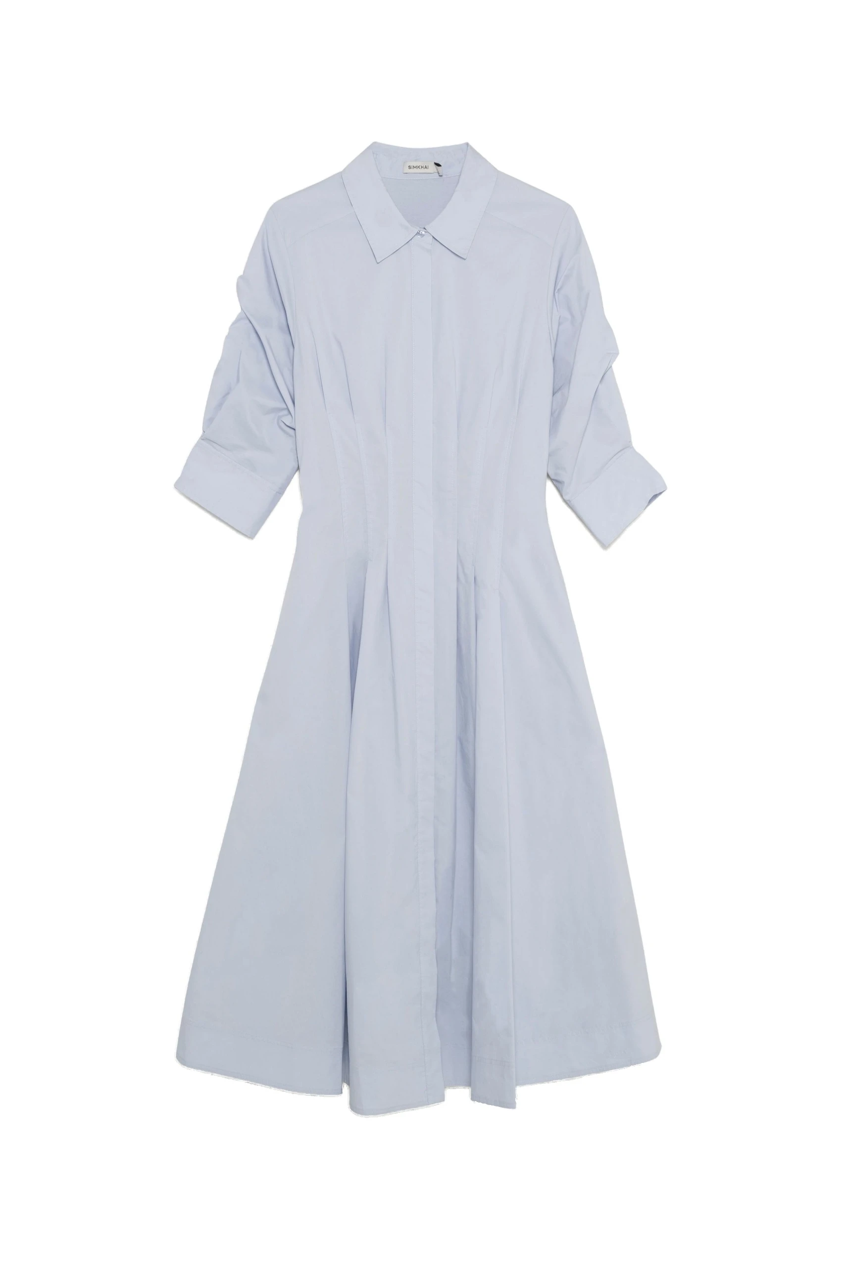 SIMKHAI Jazz Cotton Pintuck Midi Dress in Periwinkle Sky SIMKHAI Jazz Cotton Pintuck Midi Dress in Periwinkle Sky