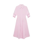 SIMKHAI Jazz Cotton Pintuck Midi Dress in Tulip