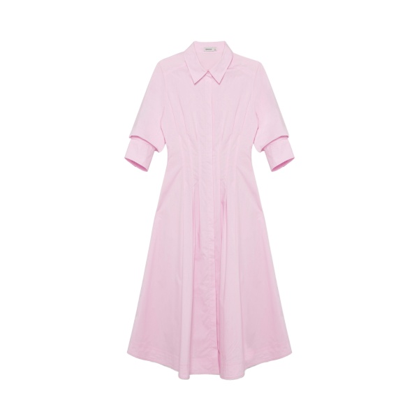SIMKHAI Jazz Cotton Pintuck Midi Dress in Tulip