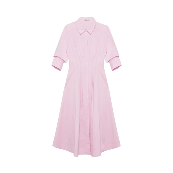 Jazz Cotton Pintuck Midi Dress in Tulip