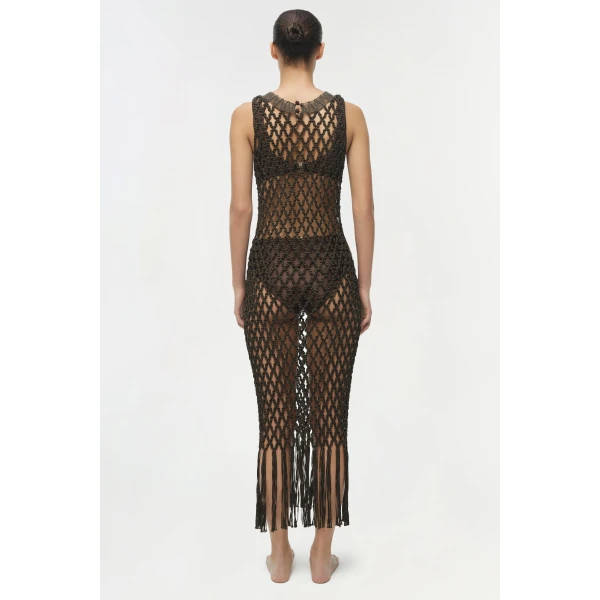Jensen Macrame Midi Dress in Chocolate - Image 6