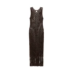 SIMKHAI Jensen Macrame Midi Dress in Chocolate