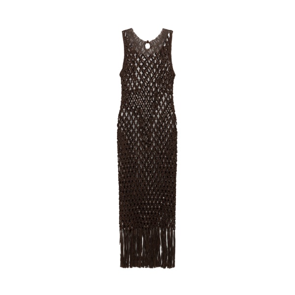 SIMKHAI Jensen Macrame Midi Dress in Chocolate