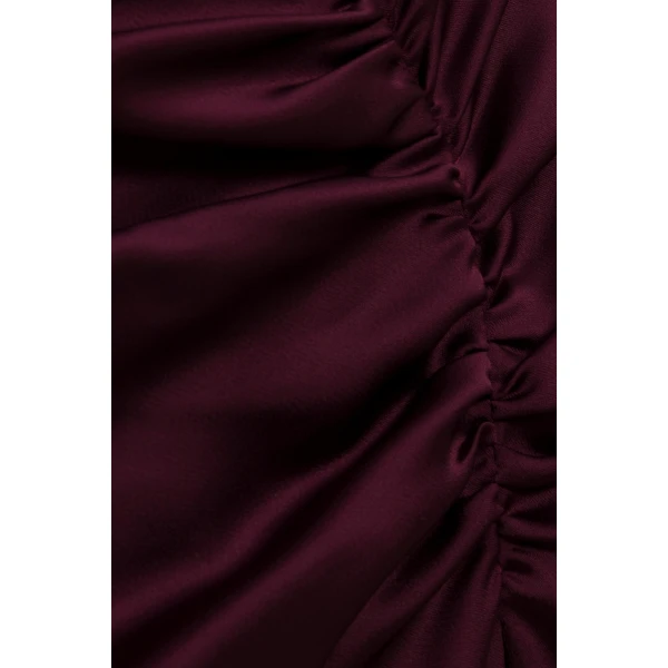 Joanna Off Shoulder Satin Midi Dress in Fig - Image 6