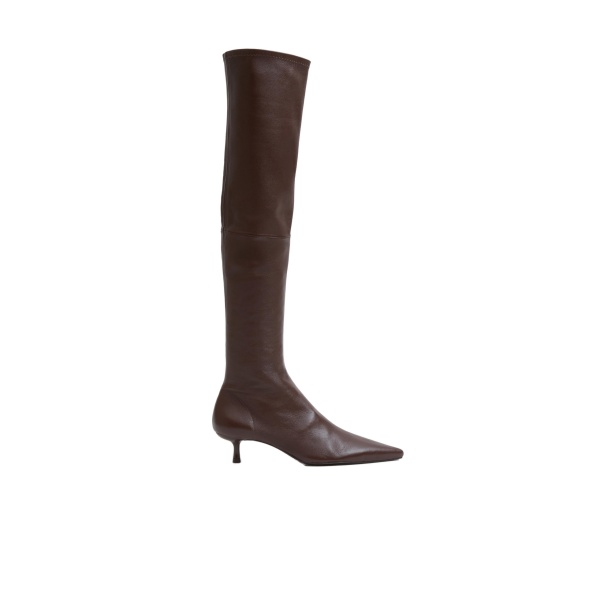 SIMKHAI Joni Stretch Leather Over The Knee Boot in Cacao