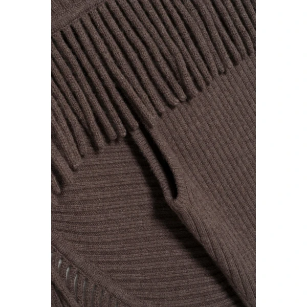 Jordan Knit Fringe Midi Dress in Mushroom Melange - Image 6