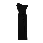 SIMKHAI Josefine Draped Midi Dress in Black