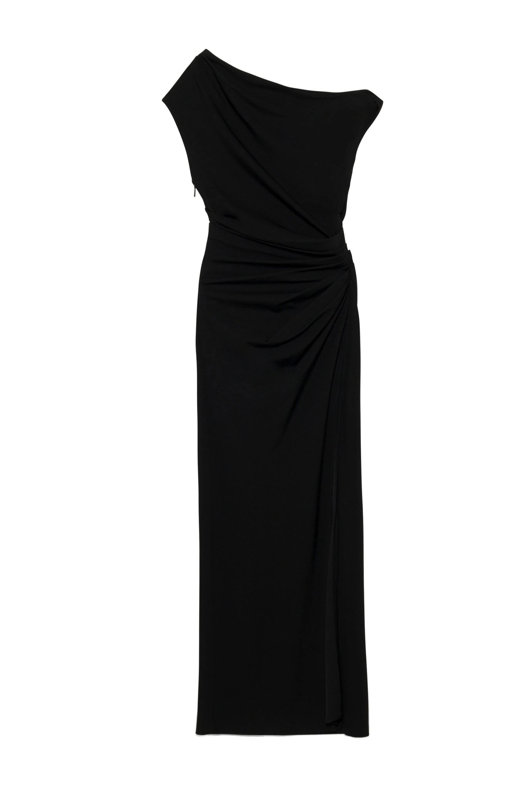 SIMKHAI Josefine Draped Midi Dress in Black SIMKHAI Josefine Draped Midi Dress in Black
