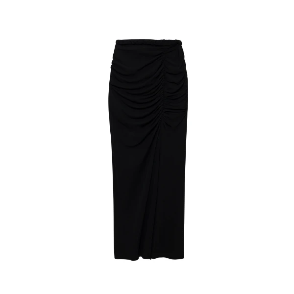 Juna Draped Jersey Midi Skirt in Black