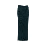 SIMKHAI Juna Draped Jersey Midi Skirt in Everglade