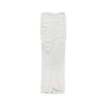 SIMKHAI Juna Draped Jersey Midi Skirt in Ivory