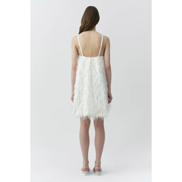 Kalla Fringe Jacquard Mini Dress in Ivory - Image 6