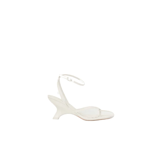SIMKHAI Kelsey Leather Strappy Wedge in Ivory