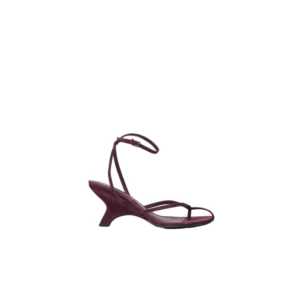 SIMKHAI Kelsey Suede Strappy Wedge in Fig