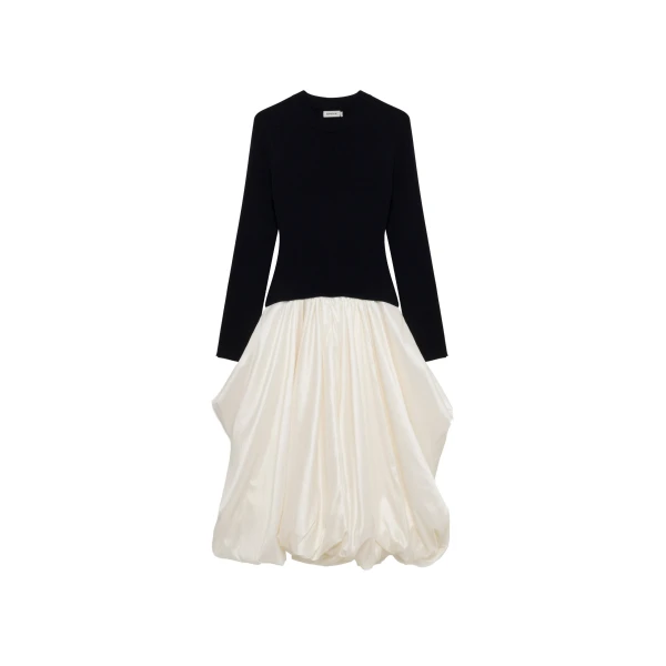 Kenlie Taffeta Knit Midi Dress in Black Multi