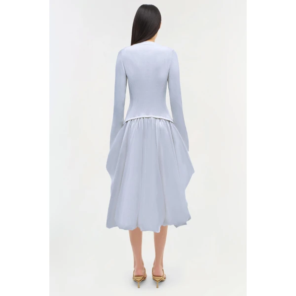 Kenlie Taffeta Knit Midi Dress in Blue Haze - Image 5
