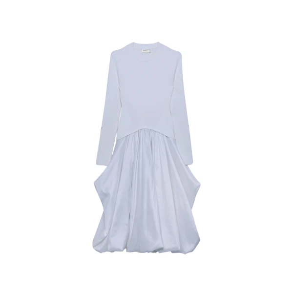 Kenlie Taffeta Knit Midi Dress in Blue Haze