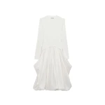 SIMKHAI Kenlie Taffeta Knit Midi Dress in Ivory