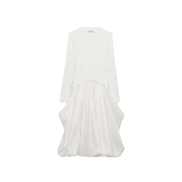SIMKHAI Kenlie Taffeta Knit Midi Dress in Ivory