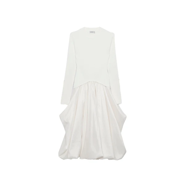 Kenlie Taffeta Knit Midi Dress in Ivory
