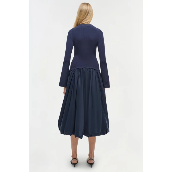 Kenlie Taffeta Knit Midi Dress in Midnight - Image 5