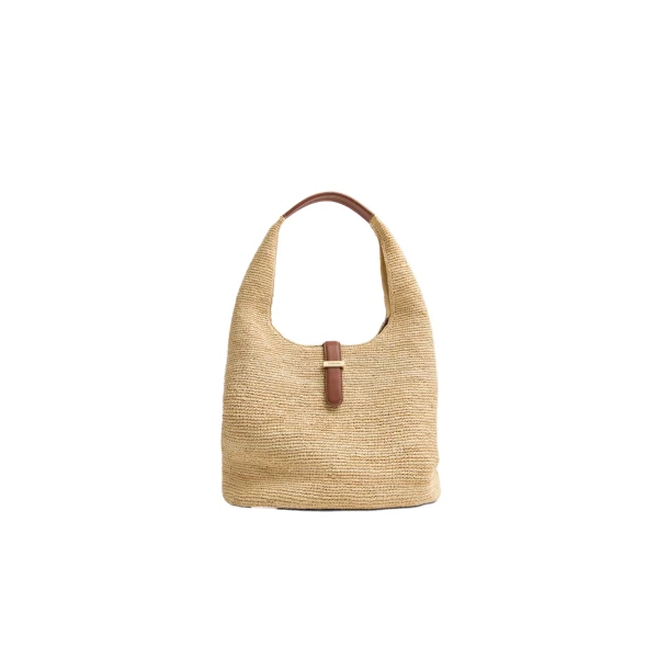SIMKHAI Khai Raffia Hobo Bag in Natural Sequoia