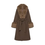 SIMKHAI Kinsley Faux Fur Wool Coat in Birch