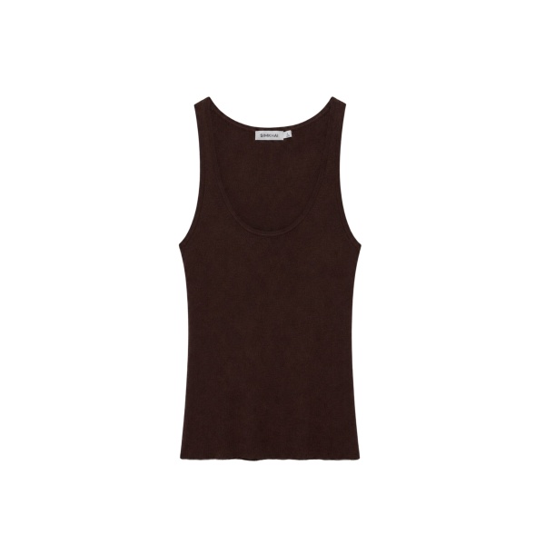 SIMKHAI Kioni Silk Cashmere Tank in Chocolate